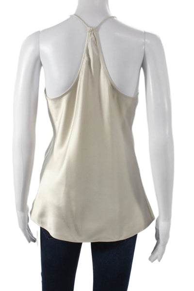 Theory Womens Camisole Silk V-Neck Beige Sleeveless Size M
