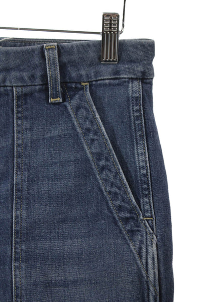 Amo Women Cropped Tapered Jeans Blue High Rise Button Fly Size 28