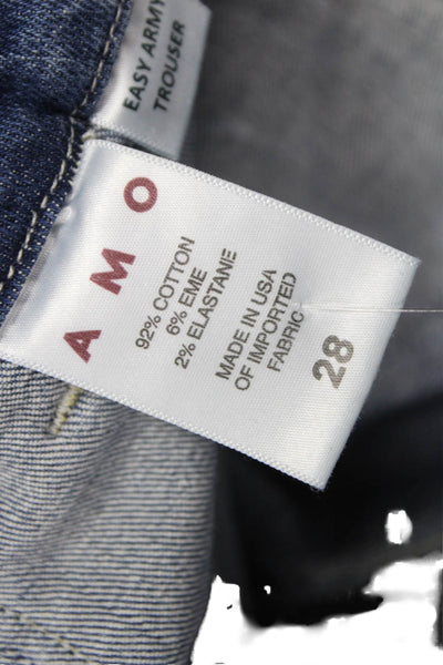 Amo Women Cropped Tapered Jeans Blue High Rise Button Fly Size 28
