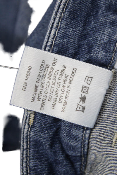 Amo Women Cropped Tapered Jeans Blue High Rise Button Fly Size 28