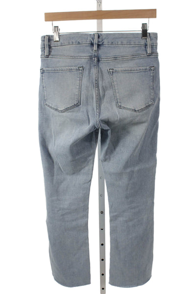 Frame Womens Cropped Straight Jeans Light Blue Size 28
