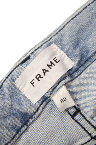 Frame Womens Cropped Straight Jeans Light Blue Size 28