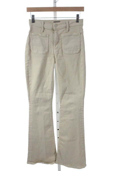 Mother Womens 90s Beige Mid Rise Jeans 31 Inseam Cotton Blend Size 26