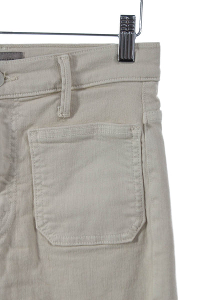 Mother Womens 90s Beige Mid Rise Jeans 31 Inseam Cotton Blend Size 26
