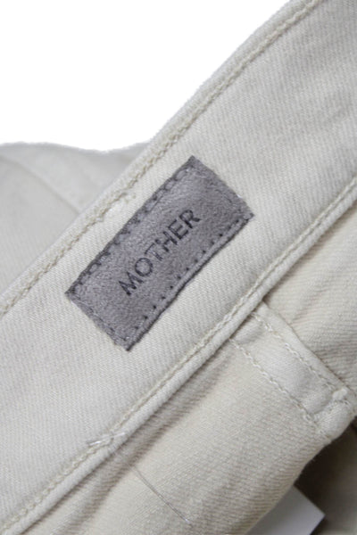 Mother Womens 90s Beige Mid Rise Jeans 31 Inseam Cotton Blend Size 26