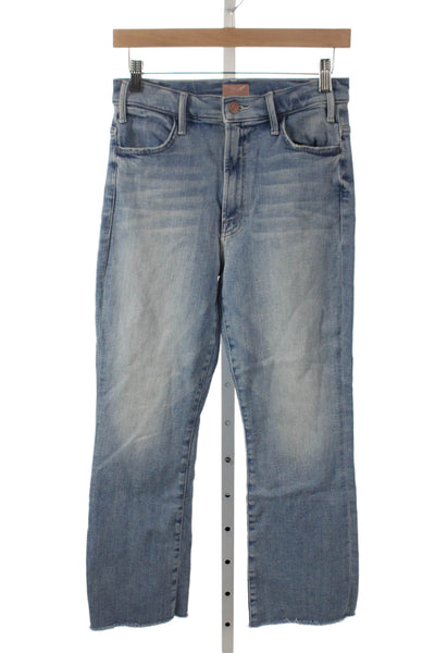 Mother Women Cropped Mom Jeans Light Blue Mid Rise Size 28