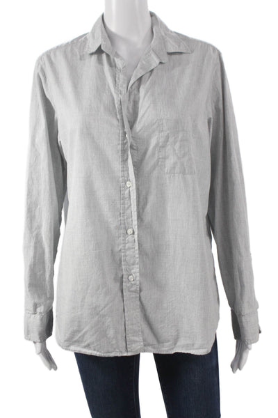Grayson Womens Basic Collared Button-Up Long Sleeve Gray 100% Cotton Size 3