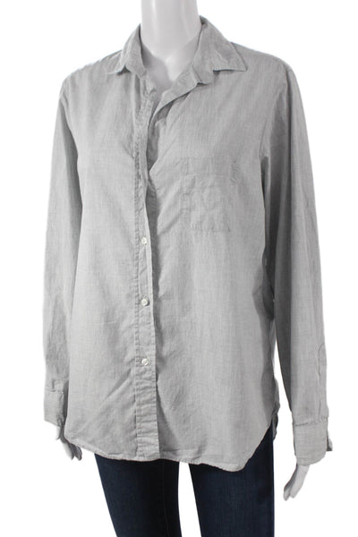 Grayson Womens Basic Collared Button-Up Long Sleeve Gray 100% Cotton Size 3
