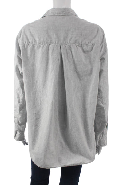 Grayson Womens Basic Collared Button-Up Long Sleeve Gray 100% Cotton Size 3