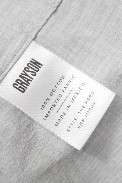 Grayson Womens Basic Collared Button-Up Long Sleeve Gray 100% Cotton Size 3