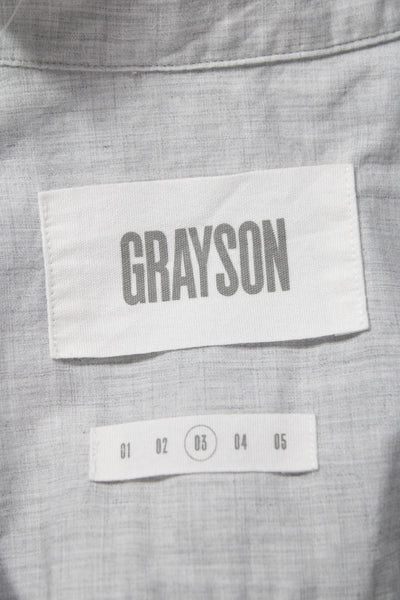 Grayson Womens Basic Collared Button-Up Long Sleeve Gray 100% Cotton Size 3