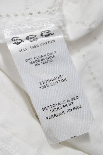 Sea New York Women High Neck Cotton Button Short Sleeve Bohemian Blouse Size 6