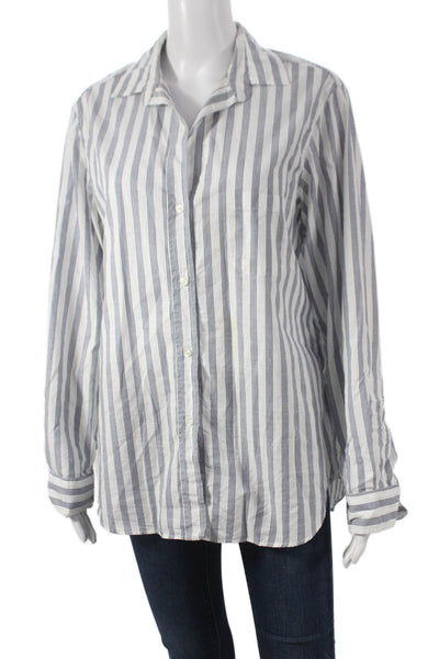Grayson Women White Striped Collared Cotton Long Sleeve Button-Up Size 3