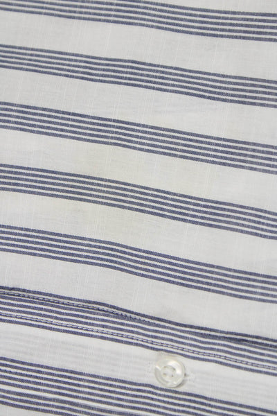 Grayson Women White Striped Collared Cotton Long Sleeve Button-Up Size 3