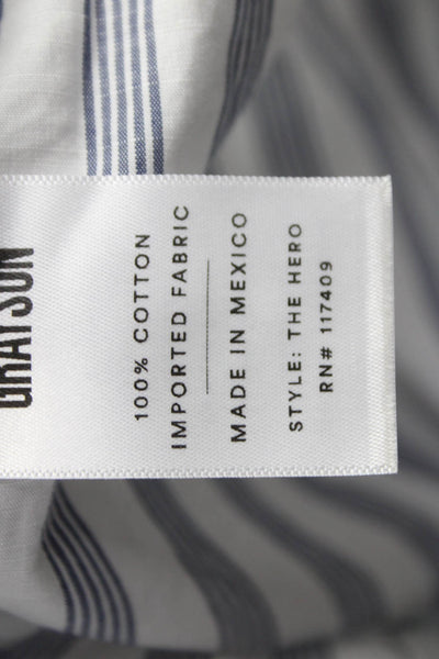 Grayson Women White Striped Collared Cotton Long Sleeve Button-Up Size 3