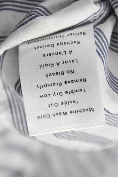 Grayson Women White Striped Collared Cotton Long Sleeve Button-Up Size 3