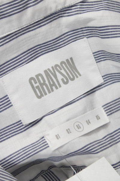Grayson Women White Striped Collared Cotton Long Sleeve Button-Up Size 3