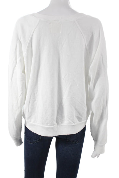 Electric & Rose Womens Pullover Sweatshirt White V-Neck Long Sleeve Size S