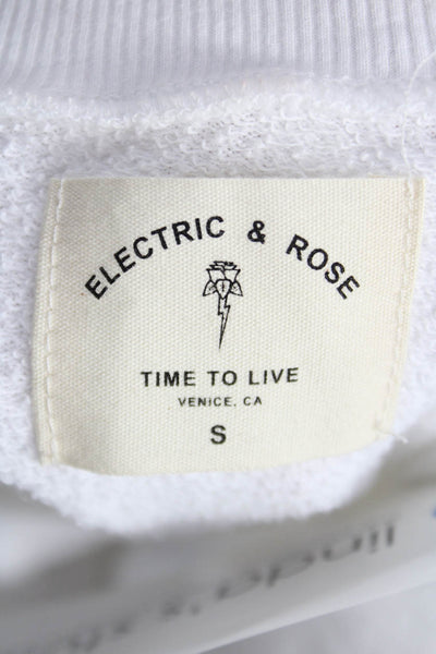 Electric & Rose Womens Pullover Sweatshirt White V-Neck Long Sleeve Size S