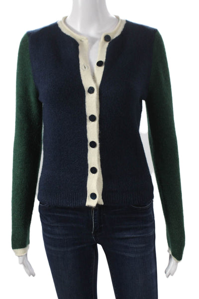 Zara Unisex Cardigan Dark Blue Button Crew Neck Long Sleeve Size S