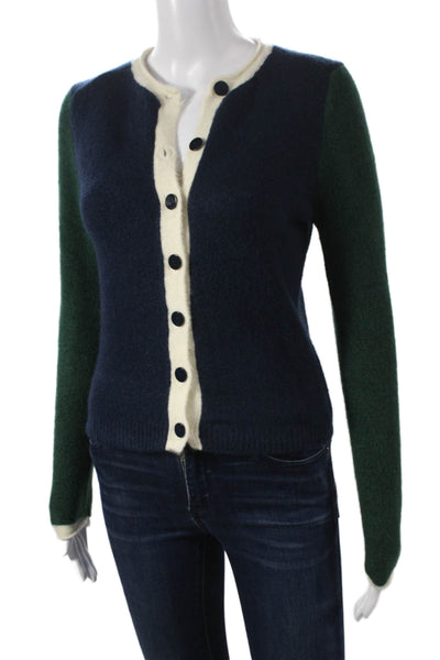 Zara Unisex Cardigan Dark Blue Button Crew Neck Long Sleeve Size S