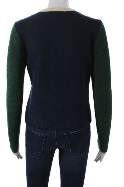 Zara Unisex Cardigan Dark Blue Button Crew Neck Long Sleeve Size S