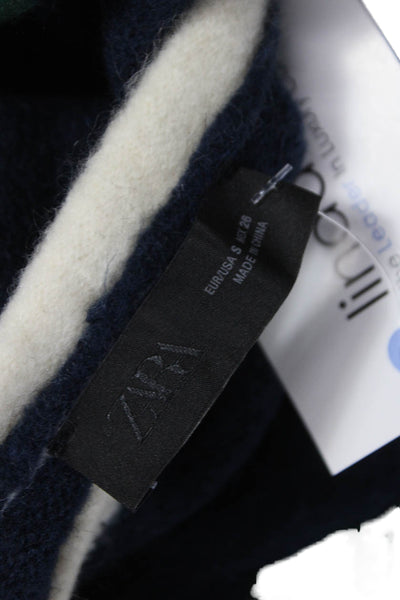 Zara Unisex Cardigan Dark Blue Button Crew Neck Long Sleeve Size S