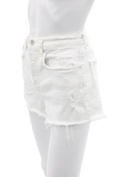 Citizens of Humanity Unisex White Organic Cotton Button Shorts Size 25