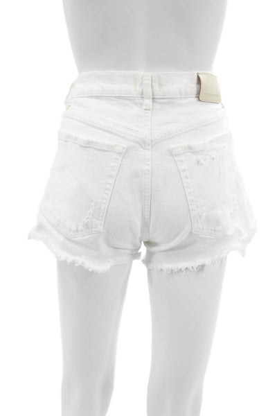 Citizens of Humanity Unisex White Organic Cotton Button Shorts Size 25