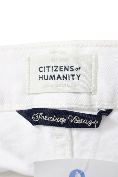 Citizens of Humanity Unisex White Organic Cotton Button Shorts Size 25