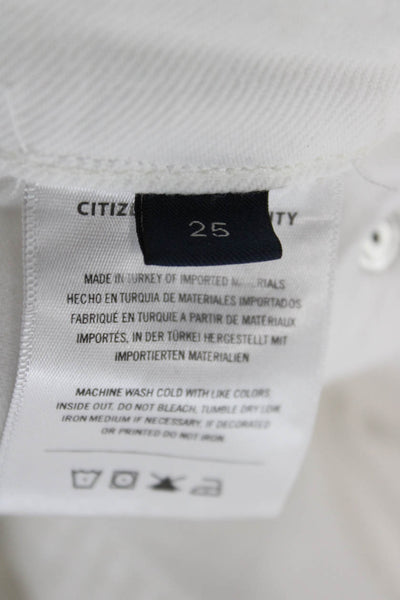 Citizens of Humanity Unisex White Organic Cotton Button Shorts Size 25