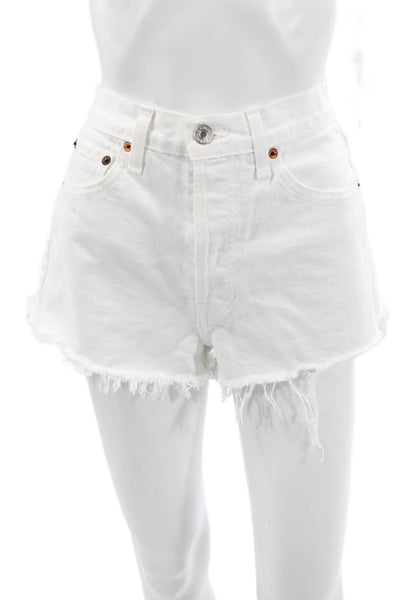Solid & Striped X RE/DONE Unisex White 100% Cotton Beach Shorts Size 26