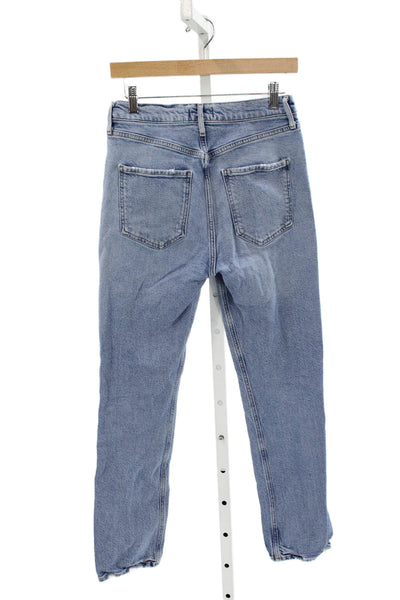 Agolde Womens Mom Straight Jeans Light Blue Button Mid Rise Size 28