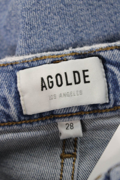 Agolde Womens Mom Straight Jeans Light Blue Button Mid Rise Size 28