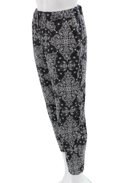 Johanna Paris Women Cropped Ankle Paisley Bohemian Black Pants Size S