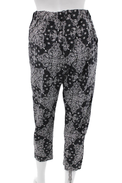 Johanna Paris Women Cropped Ankle Paisley Bohemian Black Pants Size S