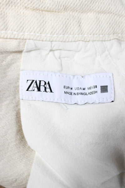 Zara Mens Jogger Pants Beige 100% Cotton Mid Rise Button Fly Size M