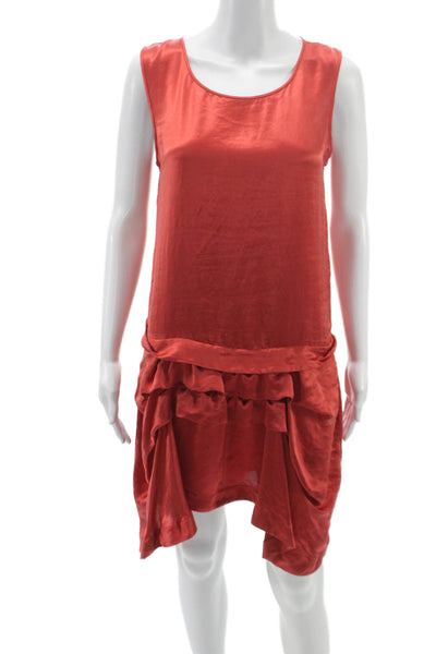 Theory Womens Shift Tank Dress Red Sleeveless Mini Round Neck Polyester Size 2