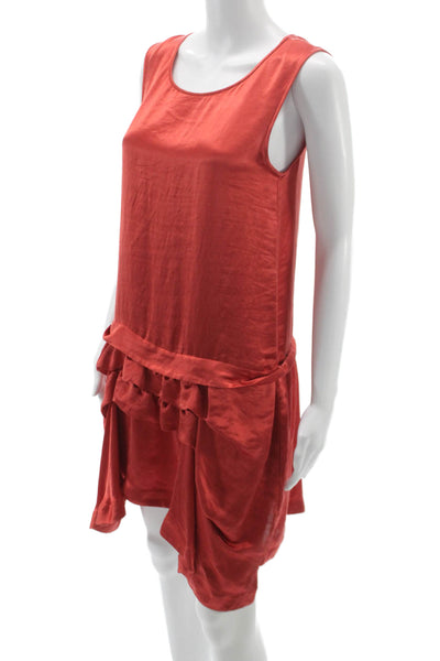 Theory Womens Shift Tank Dress Red Sleeveless Mini Round Neck Polyester Size 2