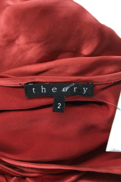Theory Womens Shift Tank Dress Red Sleeveless Mini Round Neck Polyester Size 2
