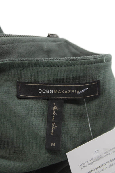 BCBGMAXAZRIA Women Sheath Shift Round Neck Green Above Knee Dress Size M