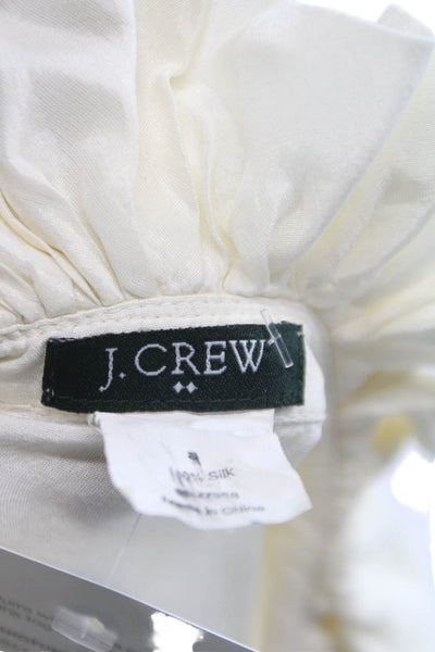 J Crew Women White Silk High Neck Sleeveless Blouse Button Size S