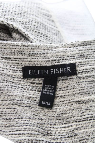 Eileen Fisher Womens Gray Striped Coatigan Snap Closure 3/4 Sleeve Size M