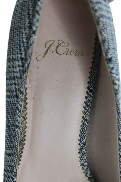 J Crew Womens Plaid Embellished Heels Pumps Black Size 6.5