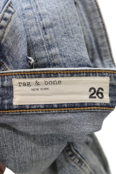 Rag & Bone Womens High Rise Ankle Cropped Skinny Jeans Blue Button Size 26