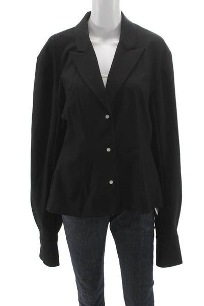 Elsa Womens Collared Black Blazer Long Sleeve Solid Size L
