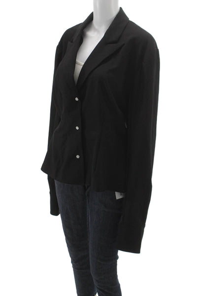 Elsa Womens Collared Black Blazer Long Sleeve Solid Size L