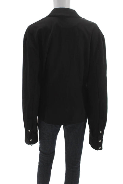 Elsa Womens Collared Black Blazer Long Sleeve Solid Size L