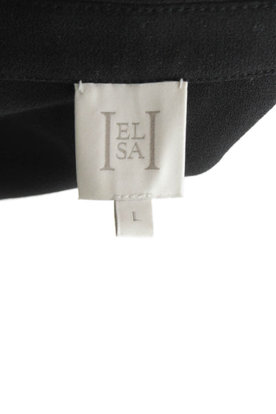 Elsa Womens Collared Black Blazer Long Sleeve Solid Size L