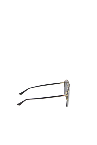 Gucci Womens Metal Frame Shield Sunglasses Black Gold GG0291S